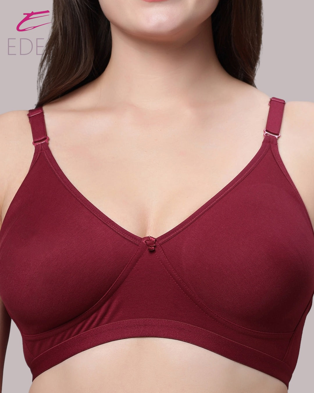 Non Padded, Plus Size, Super Combed,Cotton Stretch, Full Coverage ,Everyday Bra ,Maroon