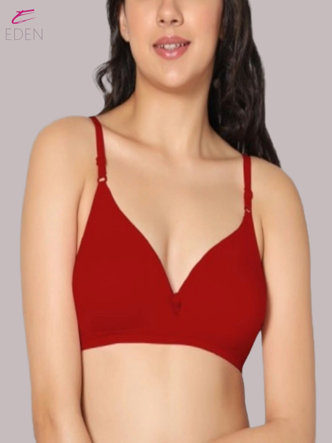 Wirefree, Non Padded, Cotton, Medium Coverage ,Tshirt Bra, Red