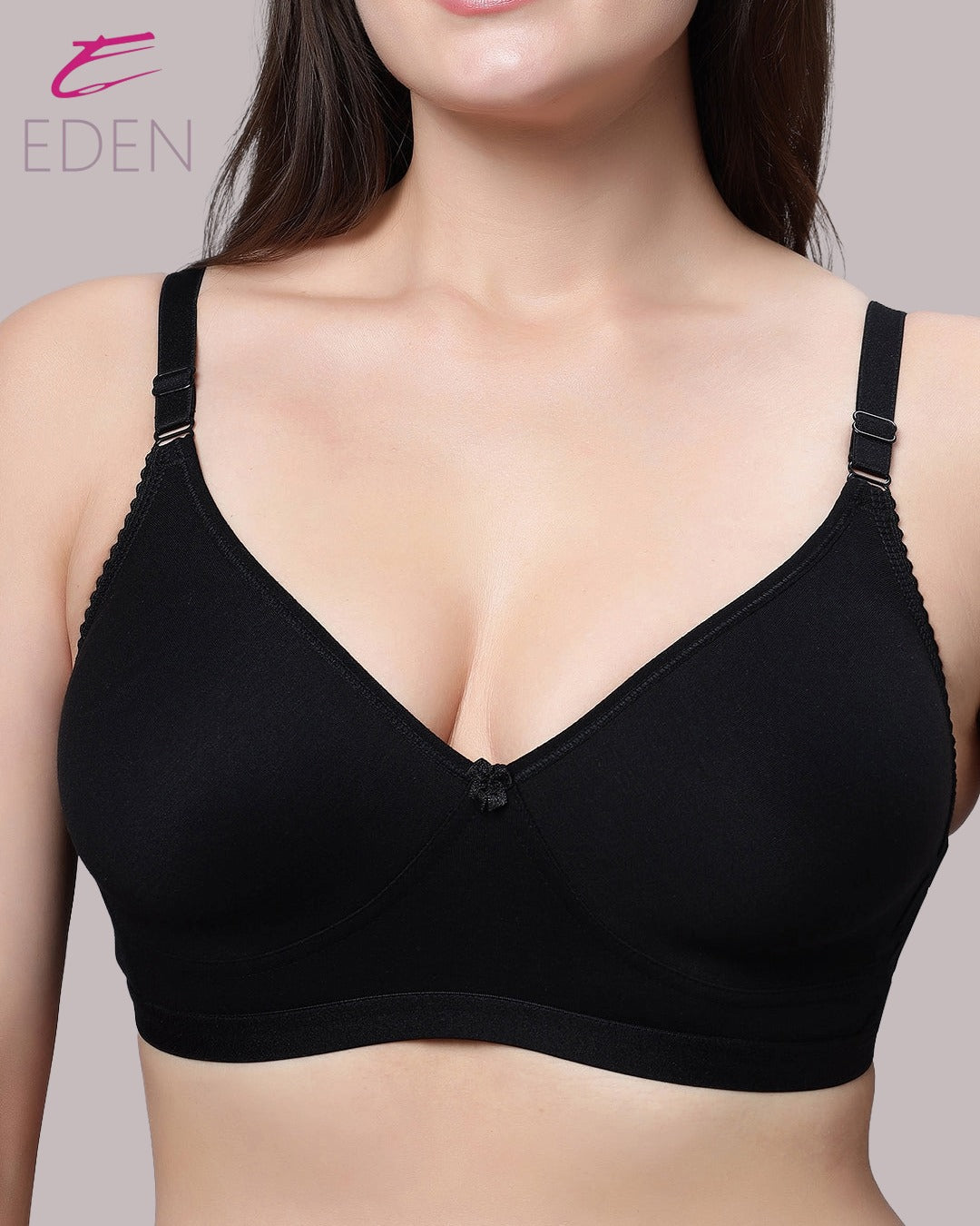 Non Padded, Plus Size, Super Combed ,Cotton Stretch, Full Coverage, Everyday Bra,black