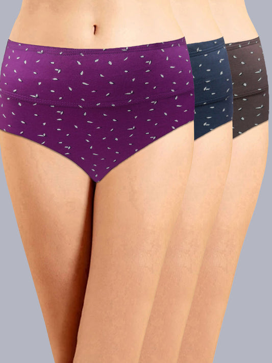 Eden High Rise Full Coverage Hipster Panty (Pack of 3) -Multicolor