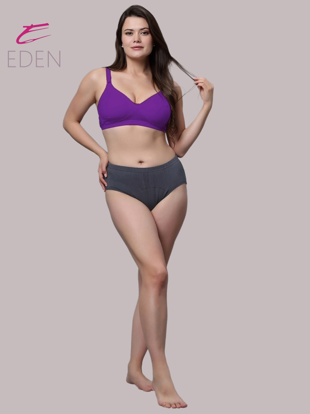 Non Padded, Plus Size, Super Combed,Cotton Stretch, Full Coverage ,Everyday Bra ,Purple