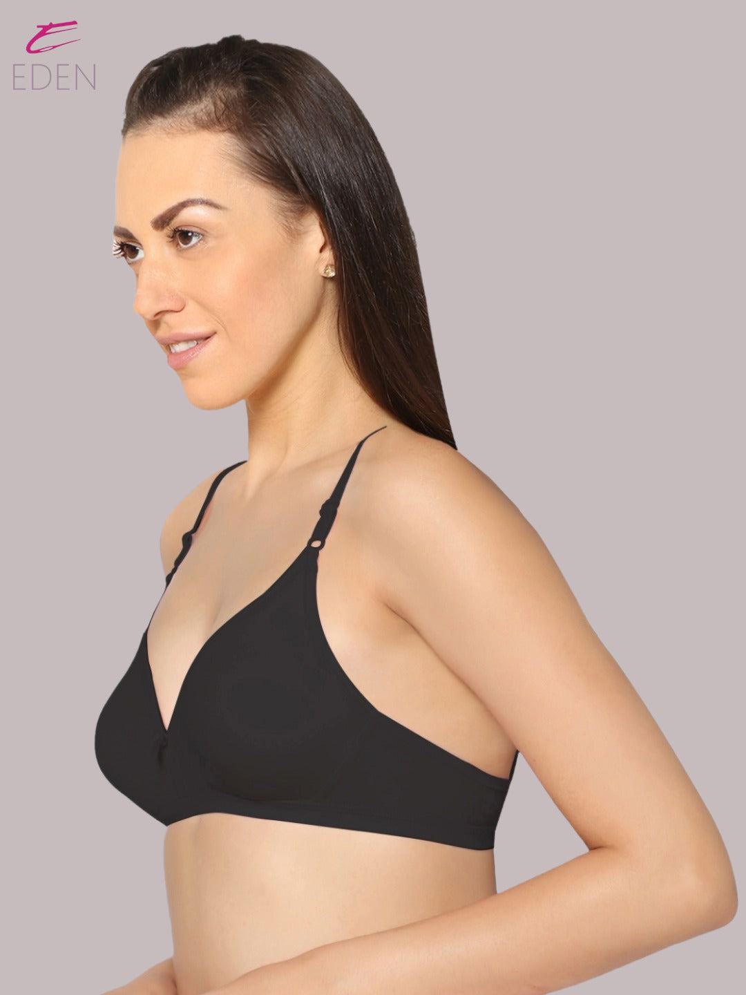 Wirefree, Non Padded, Cotton, Medium Coverage ,Tshirt Bra, Black