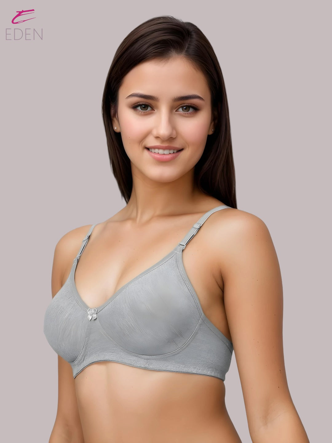 Wirefree, Non Padded, Cotton, Medium Coverage ,Tshirt Bra, Grey