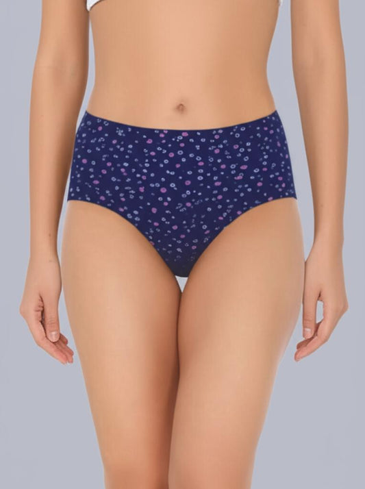 Eden Medium Rise Full Coverage Hipster Panty (Pack of 1) -Navy printed