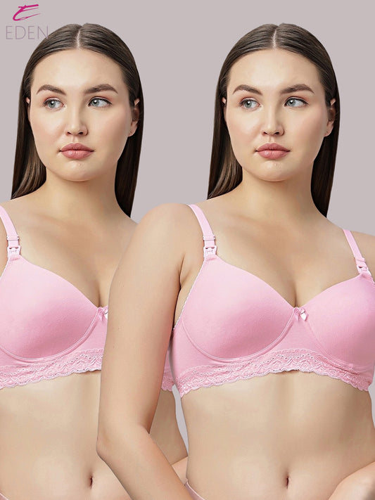 Full Coverage ,Non Wired , Padded ,Nursing/Maternity Bra ,Pink
