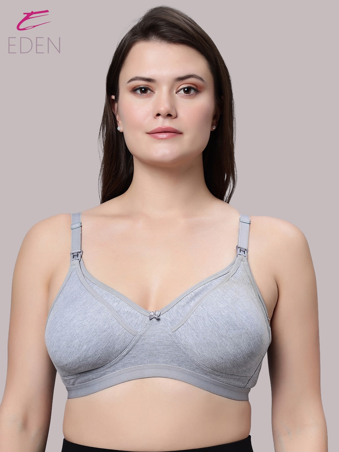 Non Wired, Non-padded ,Full Coverage, Maternity Bra, Grey