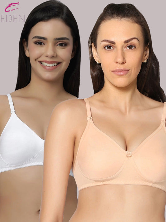 Lightly Padded, Non-Wired ,Simply Soft, T-Shirt Bra,Skin-White