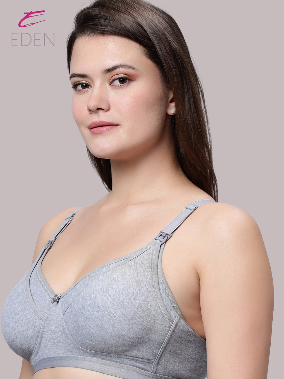 Non Wired, Non-padded ,Full Coverage, Maternity Bra, Grey