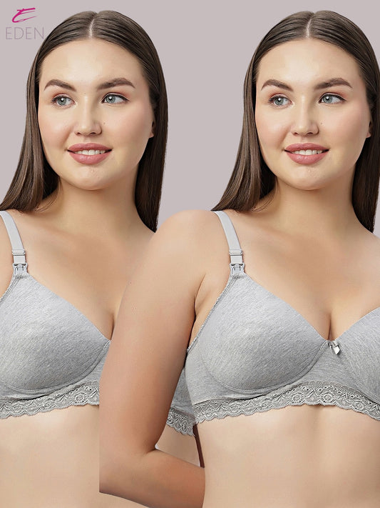 Full Coverage ,Non Wired , Padded ,Nursing/Maternity Bra ,Grey