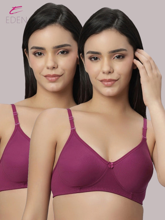 Lightly Padded, Non-Wired ,Simply Soft, T-Shirt Bra,Wine
