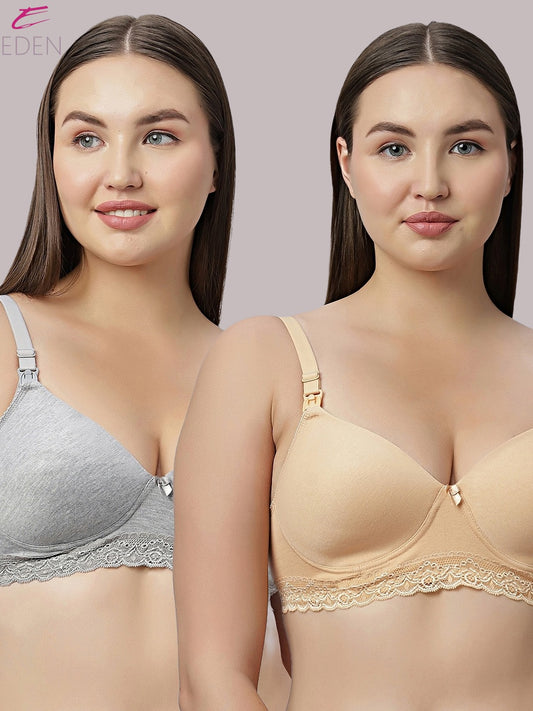 Full Coverage ,Non Wired , Padded ,Nursing/Maternity Bra ,Skin-Grey