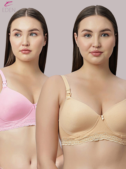 Full Coverage ,Non Wired , Padded ,Nursing/Maternity Bra ,Skin-Pink