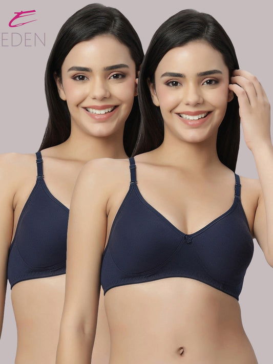 Lightly Padded, Non-Wired ,Simply Soft, T-Shirt Bra,Navyblue