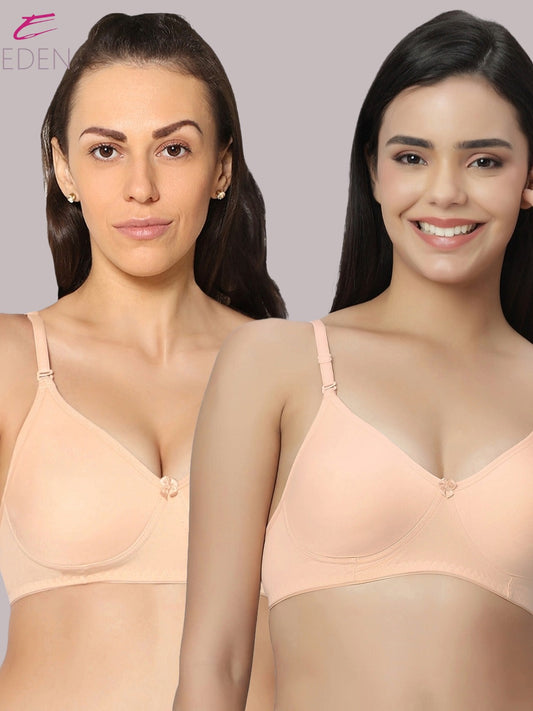 Lightly Padded, Non-Wired ,Simply Soft, T-Shirt Bra,Peach-Skin