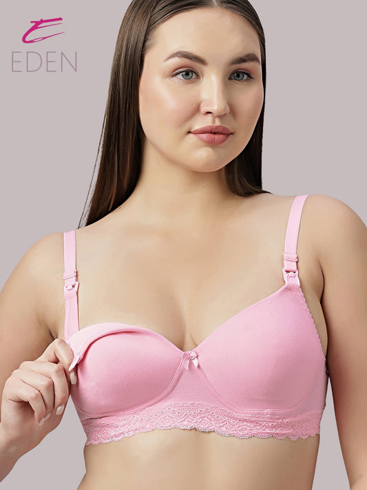 Full Coverage ,Non Wired , Padded ,Nursing/Maternity Bra ,Pink
