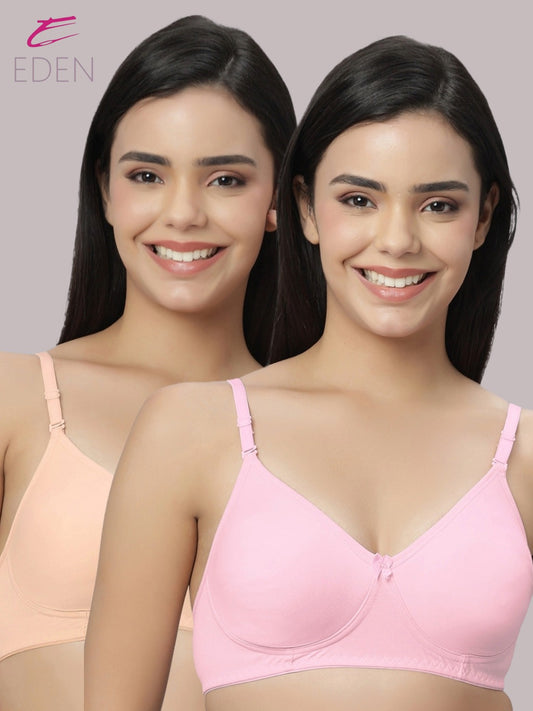 Lightly Padded, Non-Wired ,Simply Soft, T-Shirt Bra,Pink-Peach