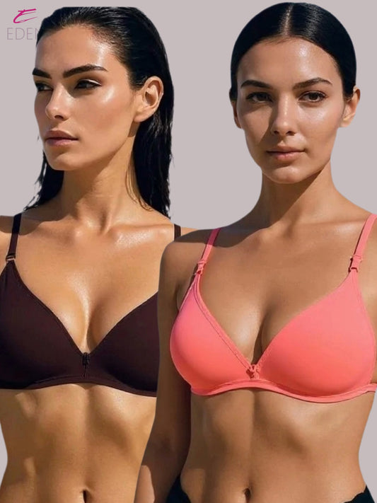Wirefree, Non Padded, Cotton, Medium Coverage, Tshirt Bra ,Tomato-Coffee