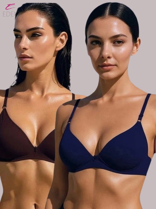 Wirefree, Non Padded, Cotton, Medium Coverage, Tshirt Bra ,Navyblue-Coffee