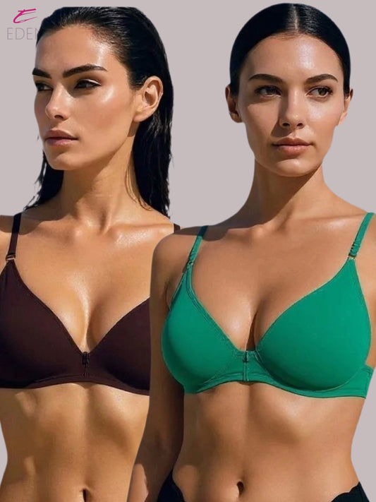 Wirefree, Non Padded, Cotton, Medium Coverage, Tshirt Bra ,Green-Coffee