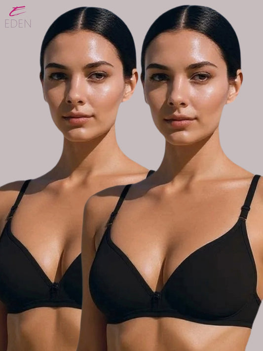 Wirefree, Non Padded, Cotton, Medium Coverage, Tshirt Bra ,Black