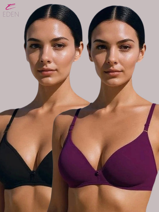 Wirefree, Non Padded, Cotton ,Medium Coverage ,Tshirt Bra,Wine-Black