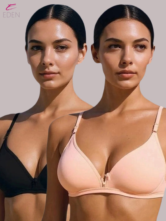 Wirefree, Non Padded, Cotton, Medium Coverage, Tshirt Bra ,Skin-Black