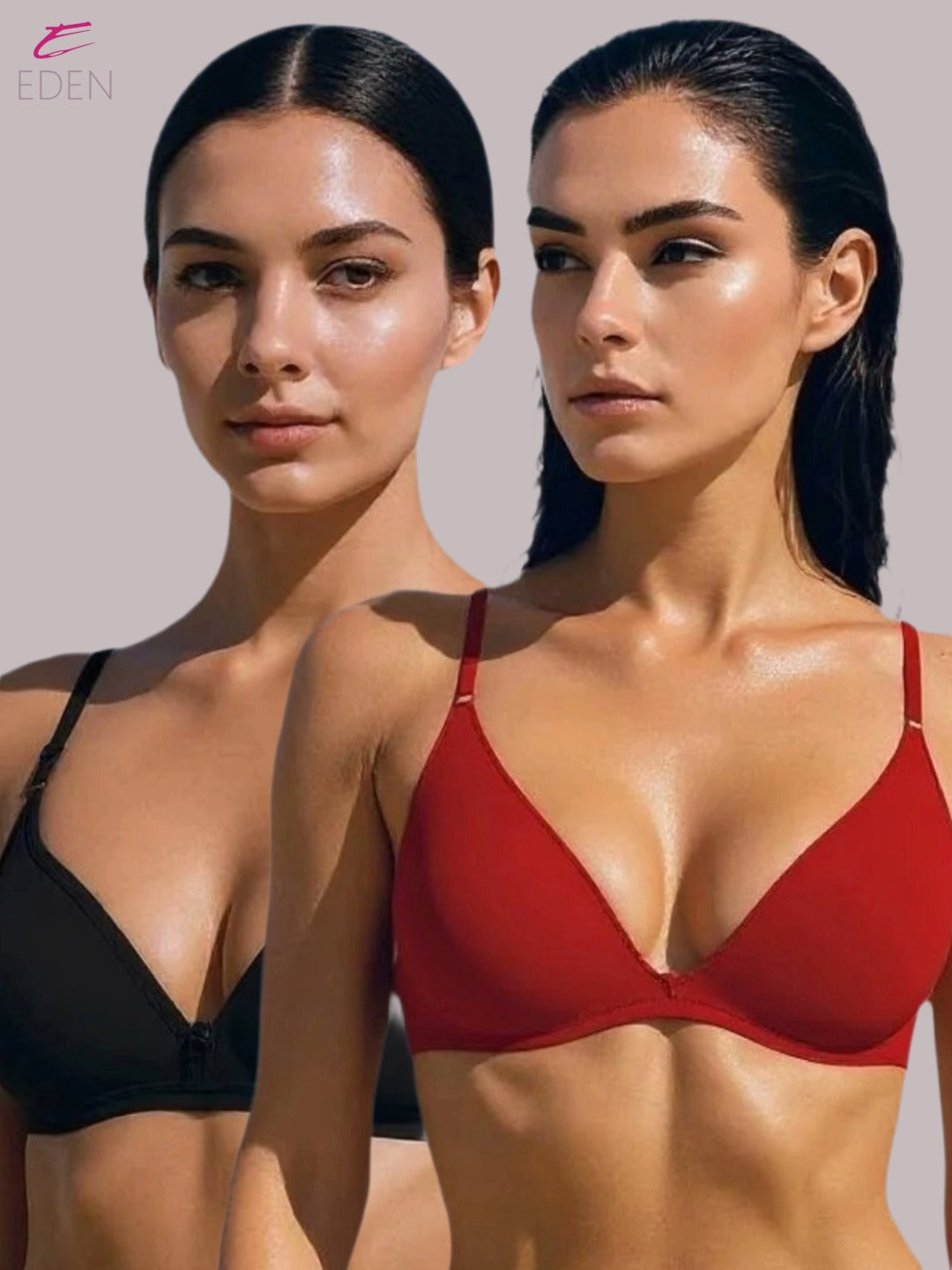 Wirefree, Non Padded, Cotton, Medium Coverage, Tshirt Bra ,Black-Red