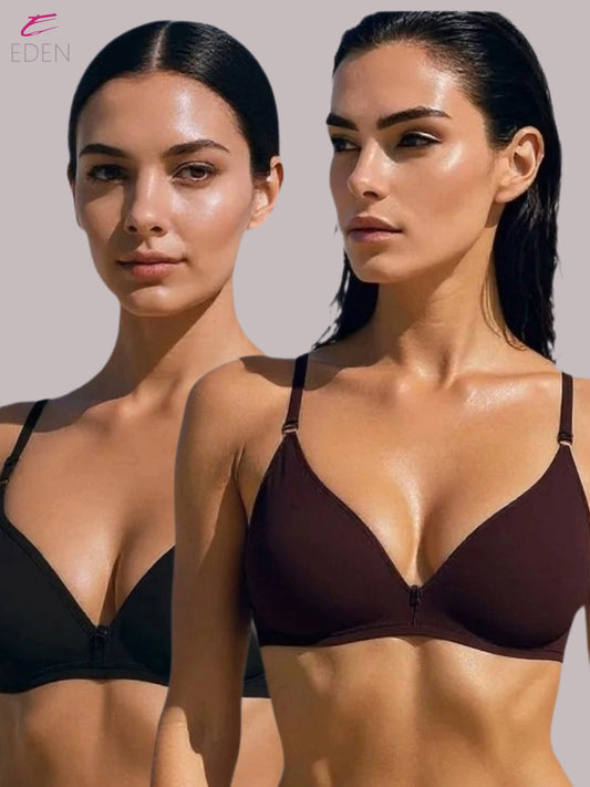 Wirefree, Non Padded, Cotton, Medium Coverage, Tshirt Bra ,Coffee-Black