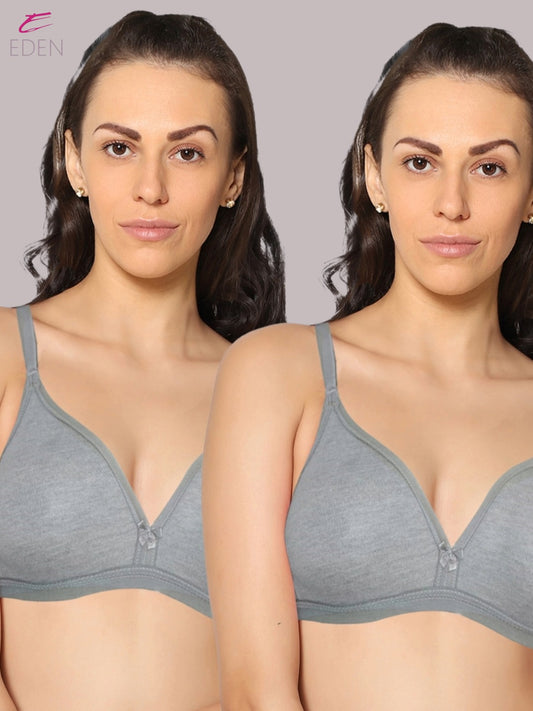 Wirefree, Non Padded, Cotton, Medium Coverage ,Tshirt Bra, MGrey