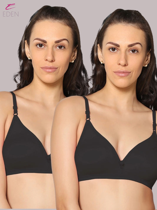 Wirefree, Non Padded, Cotton, Medium Coverage ,Tshirt Bra, Black