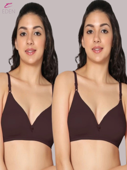 Wirefree, Non Padded, Cotton, Medium Coverage ,Tshirt Bra, Coffee