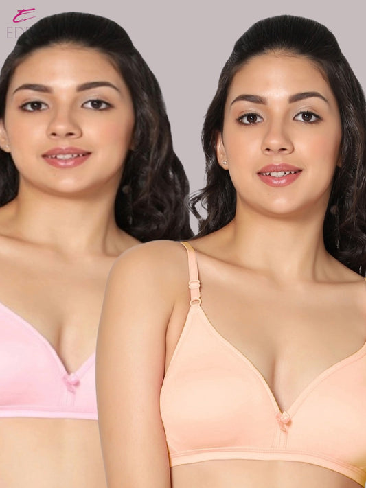 Wirefree, Non Padded, Cotton, Medium Coverage ,Tshirt Bra, Pink-Skin