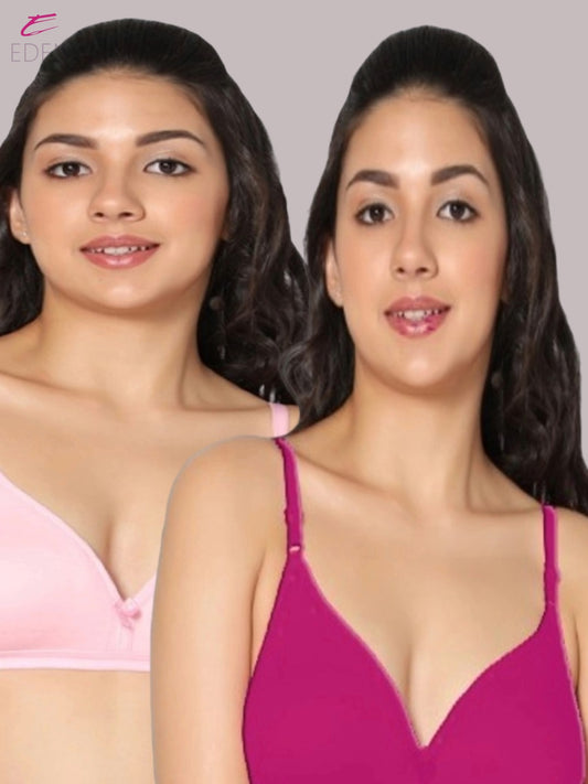 Wirefree, Non Padded, Cotton, Medium Coverage ,Tshirt Bra, Magenta-Pink