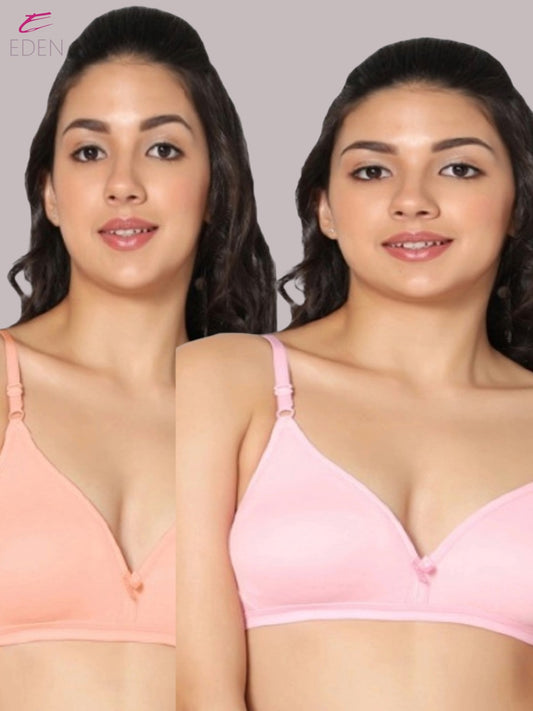 Wirefree, Non Padded, Cotton, Medium Coverage ,Tshirt Bra, Peach-Pink