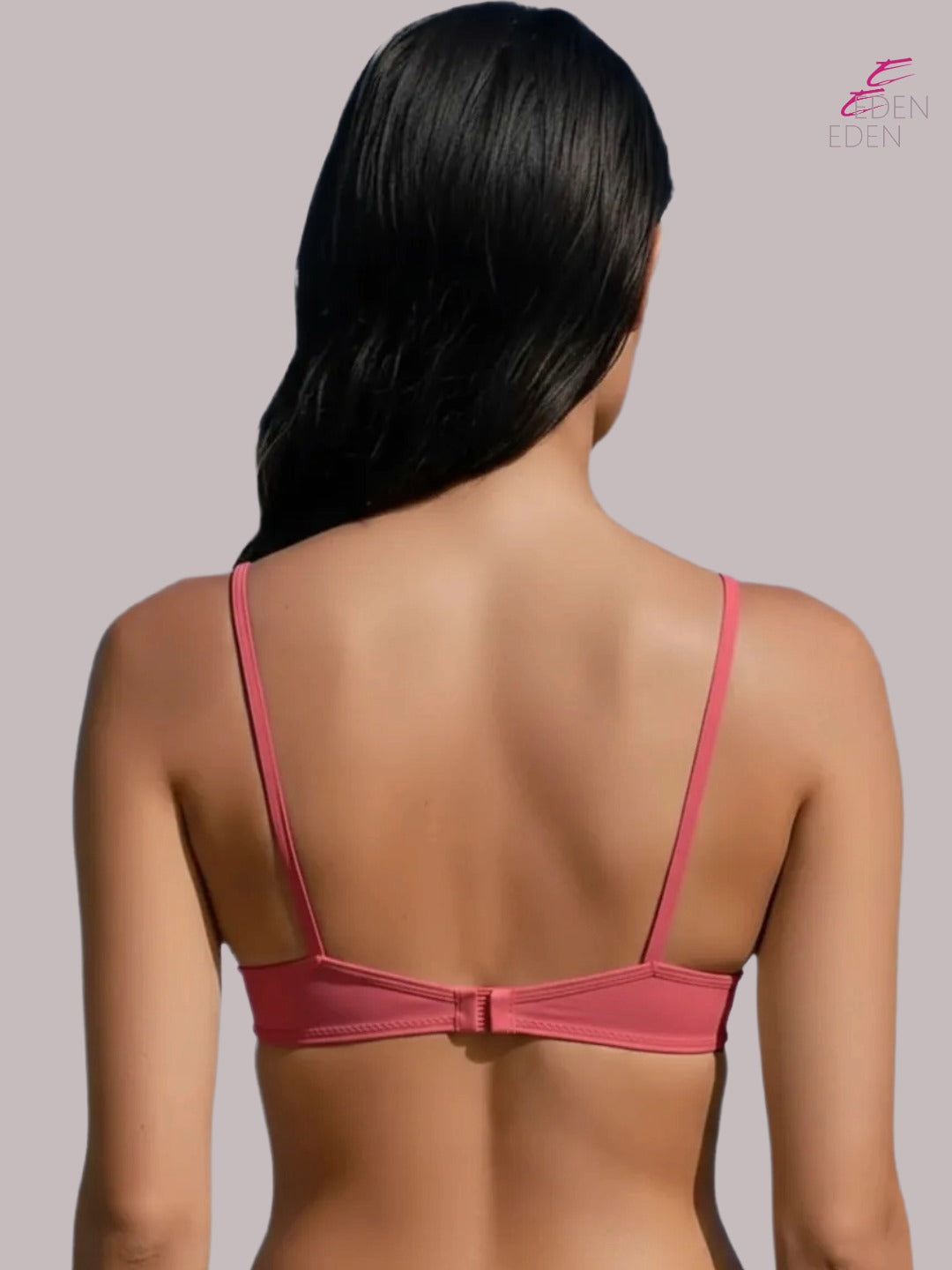 Wirefree, Padded, Plus Size, Cotton ,Medium Coverage ,Tshirt Bra, Lace Styling, Eden 109, TOMATO