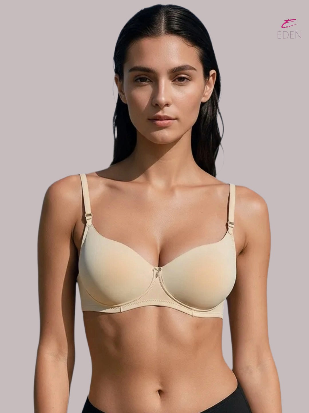 Wirefree, Padded, Plus Size, Cotton ,Medium Coverage ,Tshirt Bra, Eden 110,BEIGE
