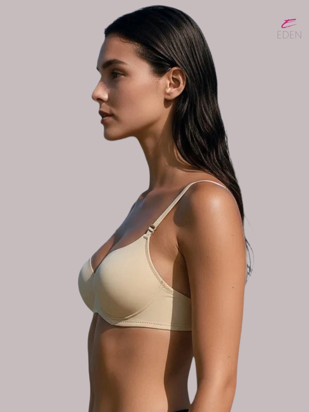Wirefree, Padded, Plus Size, Cotton ,Medium Coverage ,Tshirt Bra, Eden 110,BEIGE
