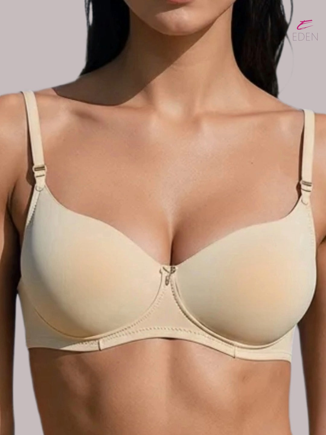 Wirefree, Padded, Plus Size, Cotton ,Medium Coverage ,Tshirt Bra, Eden 110,BEIGE