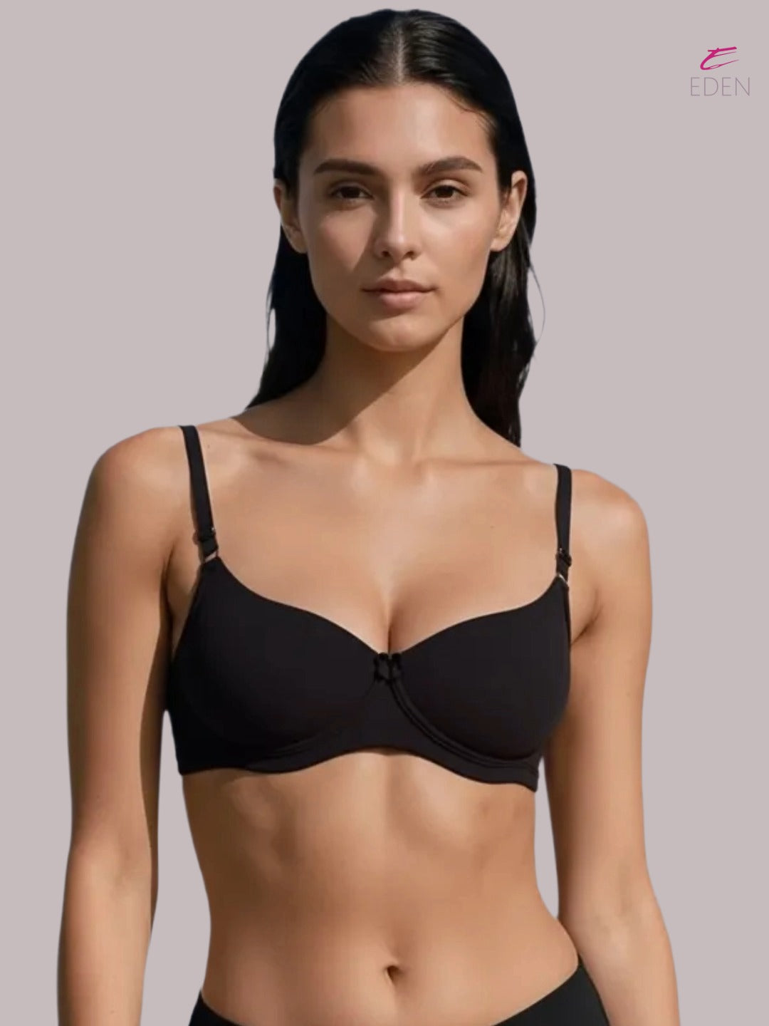 Wirefree, Padded, Plus Size, Cotton ,Medium Coverage ,Tshirt Bra, Eden 110,Black