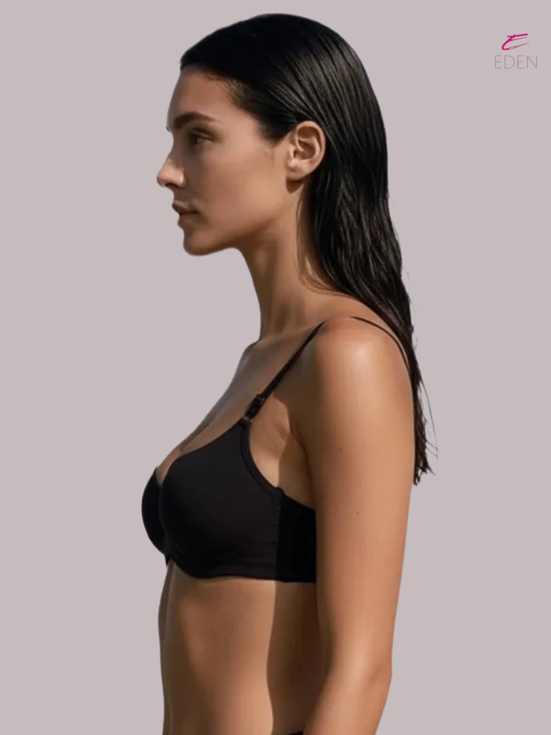 Wirefree, Padded, Plus Size, Cotton ,Medium Coverage ,Tshirt Bra, Eden 110,Black