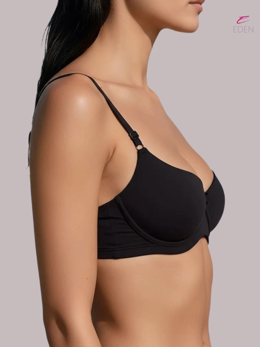 Wirefree, Padded, Plus Size, Cotton ,Medium Coverage ,Tshirt Bra, Eden 110,Black