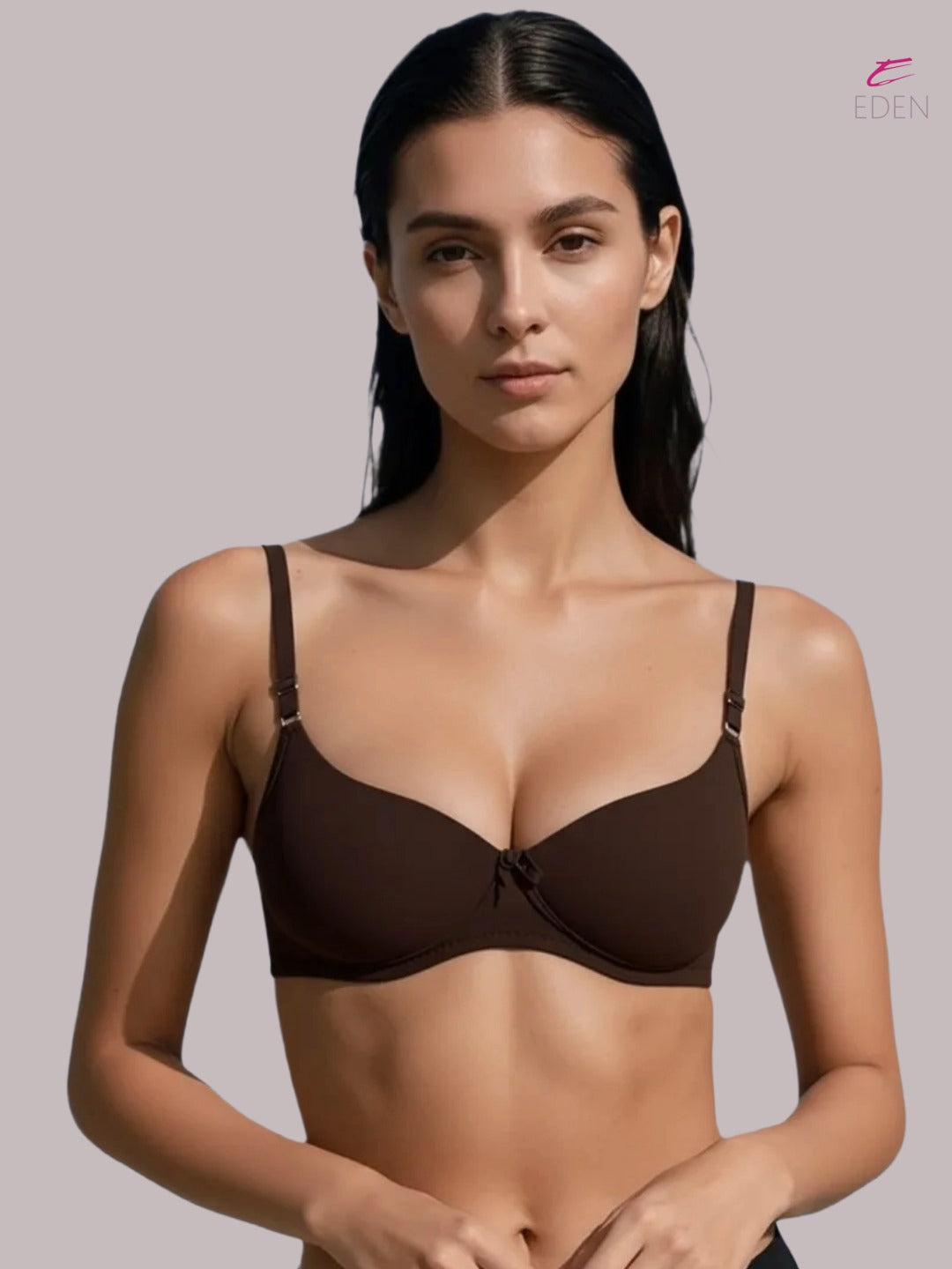 Wirefree, Padded, Plus Size, Cotton ,Medium Coverage ,Tshirt Bra, Eden 110,Coffee