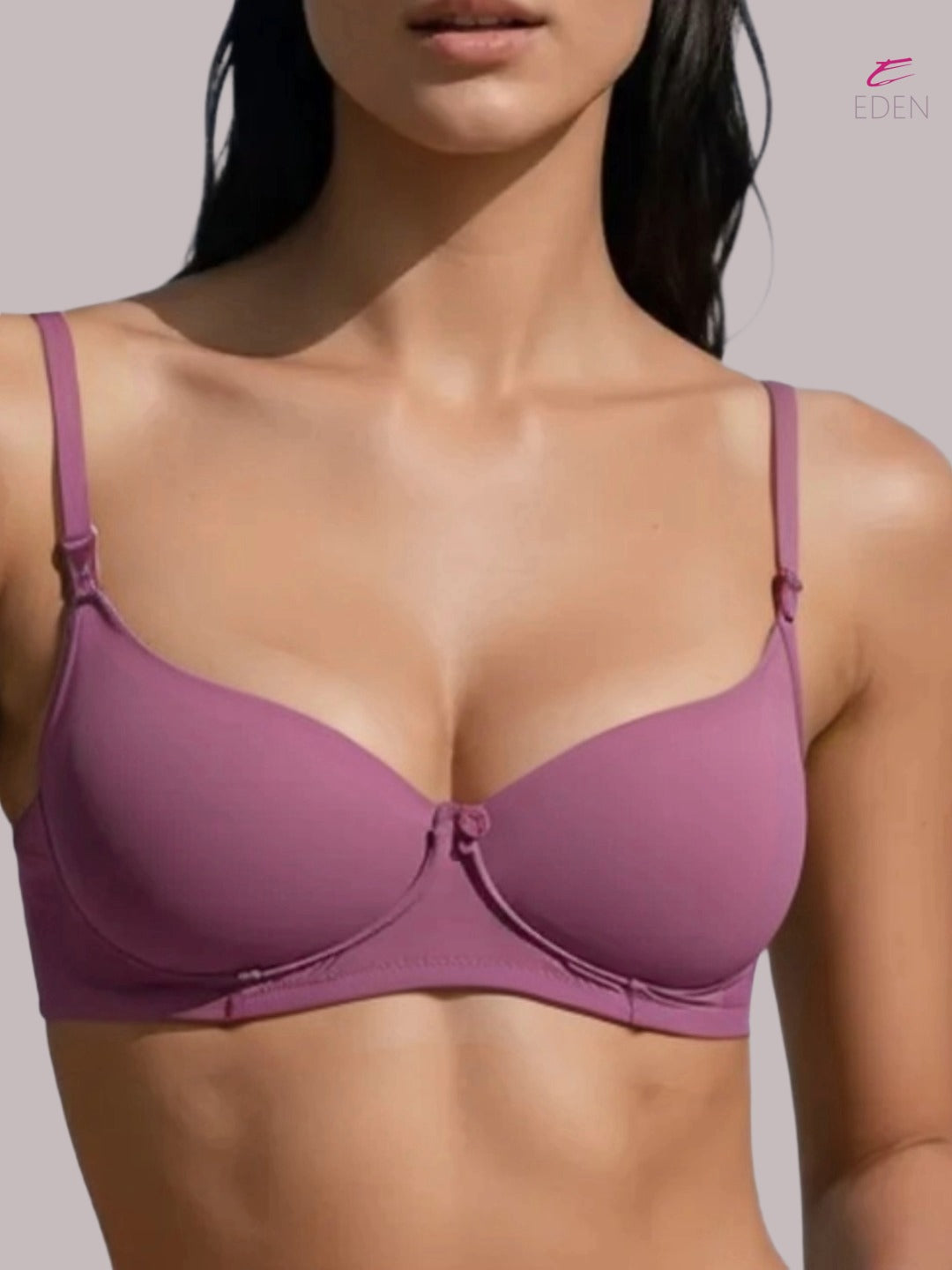 Wirefree, Padded, Plus Size, Cotton ,Medium Coverage ,Tshirt Bra, Eden 110,Mauve