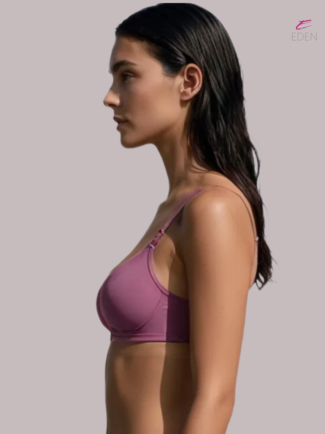 Wirefree, Padded, Plus Size, Cotton ,Medium Coverage ,Tshirt Bra, Eden 110,Mauve