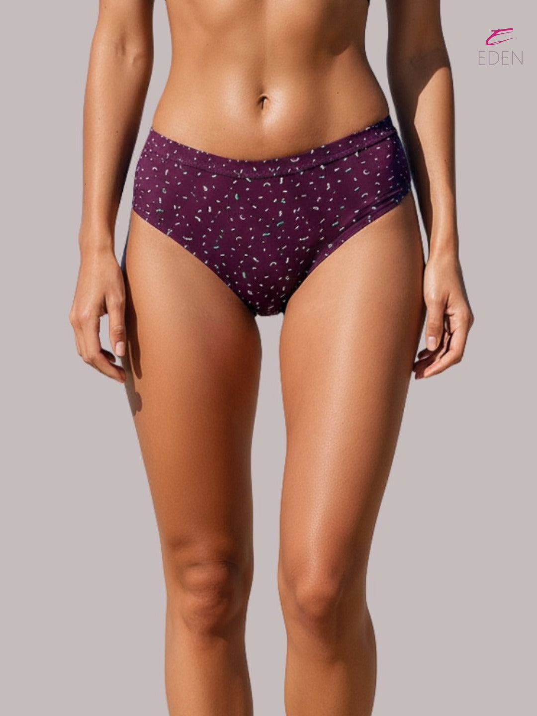 Eden ,Medium Rise, Full Coverage , printed ,Hipster, Panty-IECOMBO008,Wine
