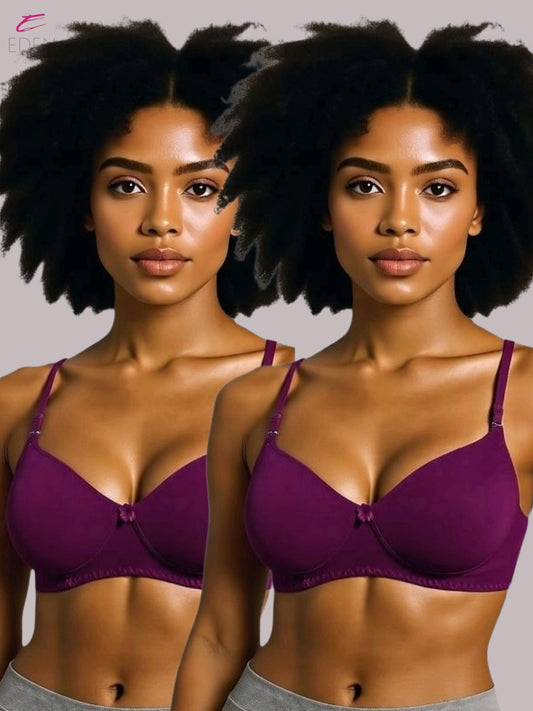 Wirefree ,Non Padded, Cotton ,Medium Coverage, Tshirt Bra ,Wine