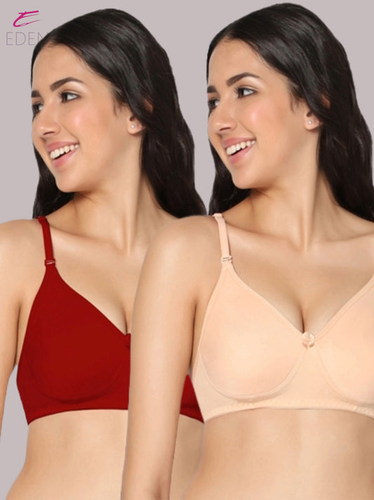 Lightly Padded, Non-Wired, Simply Soft, T-Shirt Bra ,Skin-Red