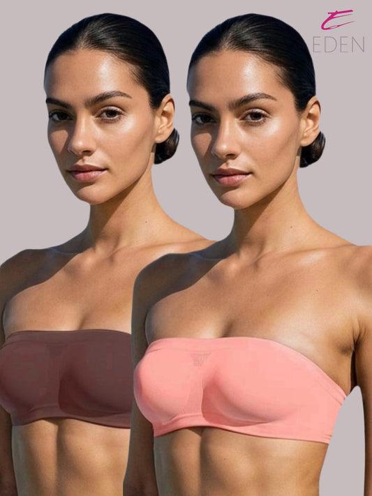 Non Padded, Non-Wired, Simply Soft, Strapless , Seamless, Bandeau Bra ,Slip On ,Nylon,Peach,peach