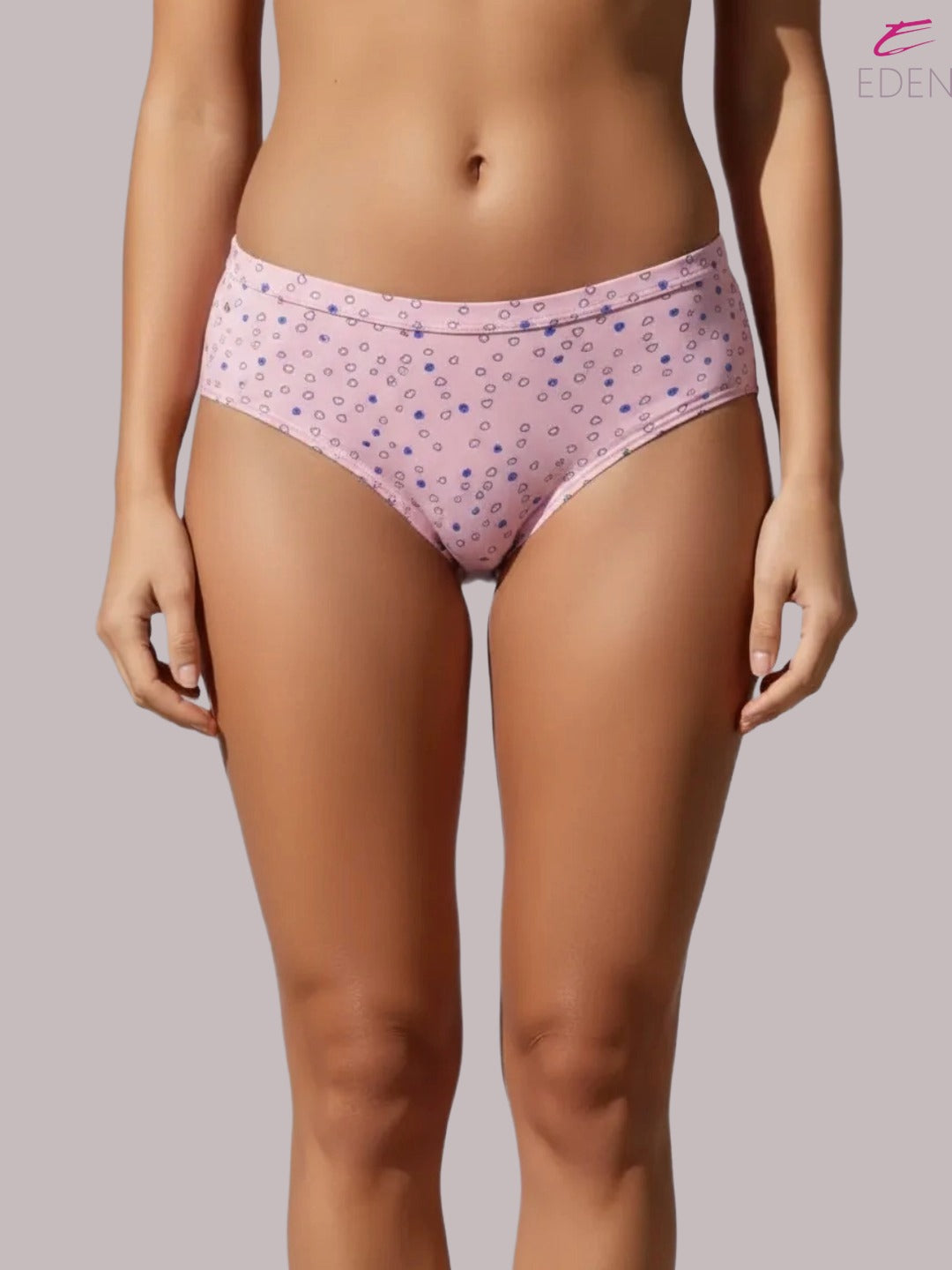 Eden ,Medium Rise, Full Coverage,  printed,Hipster Panty-IE053 ,Pink