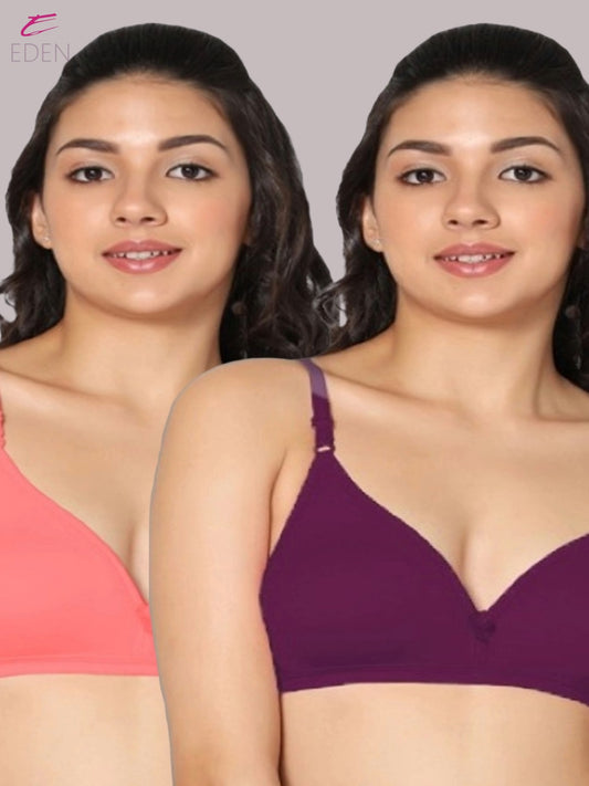 Wirefree, Non Padded, Cotton, Medium Coverage ,Tshirt Bra, Tomato-Wine